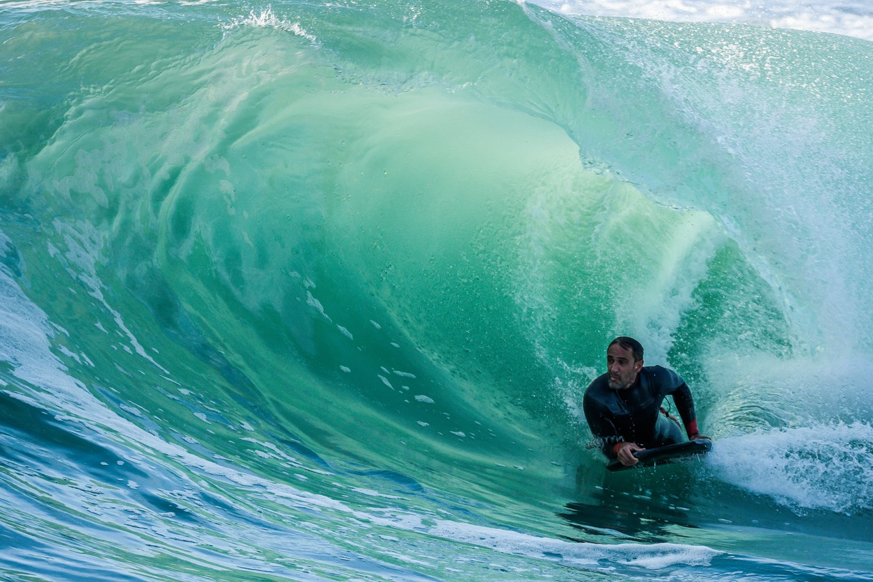 Bodyboarder in action