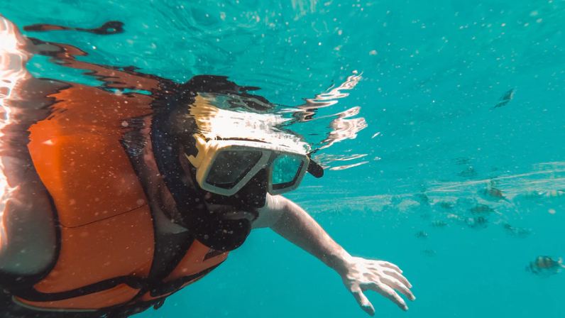 a person snorkeling