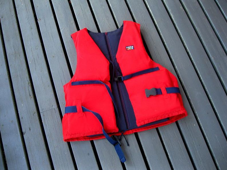 A red life vest