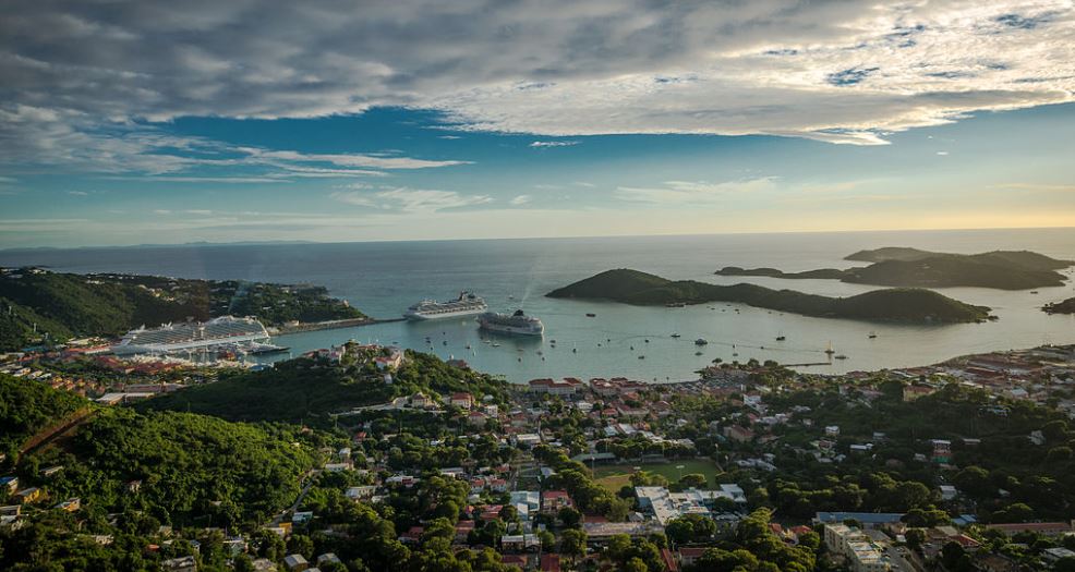 a panoramic view of the Islands of St. Thomas, United States Virgin Islands